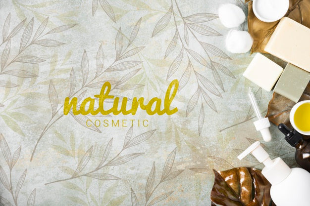 Top View Of Natual Skincare Cosmetics Psd