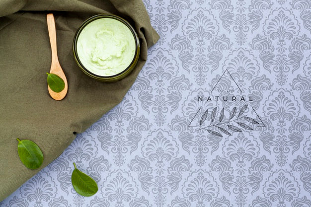 Top View Of Natural Body Butter Cream On Plain Background Mock-Up Psd