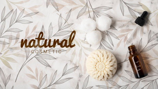 Top View Of Natural Essential Oil And Soap Cosmetics Psd