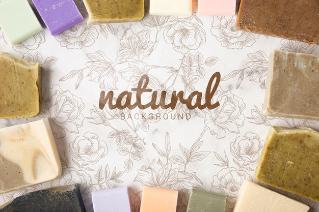 Top View Of Natural Soap Background Psd