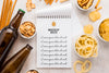 Top View Of Notebook With Beer Bottles And Assortment Of Snacks Psd