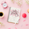 Top View Of Notebook With Clock And Coffee Cup Psd