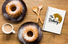 Top View Of Notebook With Donuts And Coffee Psd
