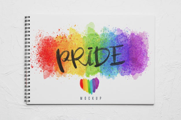 Top View Of Notebook With Rainbow Colors Psd