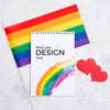 Top View Of Notebook With Rainbow Flag And Hearts Psd