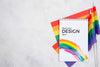 Top View Of Notebook With Rainbow Flags Psd