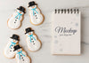 Top View Of Notebook With Snowman Cookies Psd