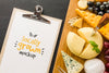 Top View Of Notepad With Assortment Of Locally Grown Cheese Mock-Up Psd