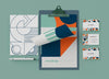Top View Of Notepad With Cards Psd