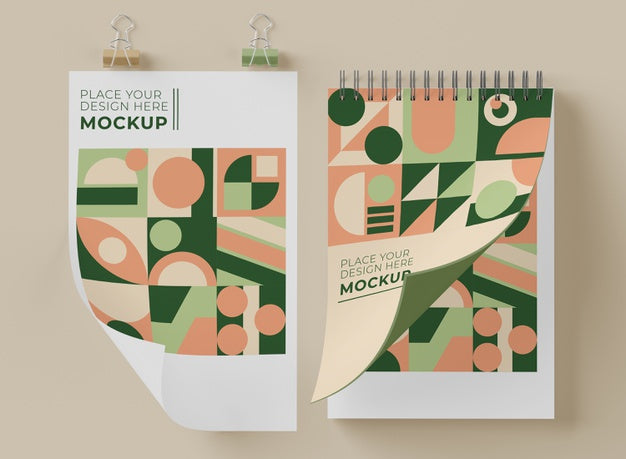 Top View Of Notepad With Paper Clips Psd