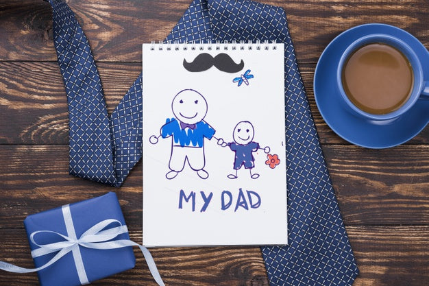 Top View Of Notepad With Tie And Coffee For Fathers Day Psd