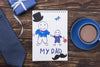 Top View Of Notepad With Tie And Gift For Fathers Day Psd