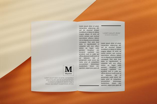 Top View Of Opened Editorial Magazine Mockup Psd