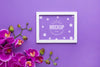Top View Of Orchid With Frame Mock-Up Psd
