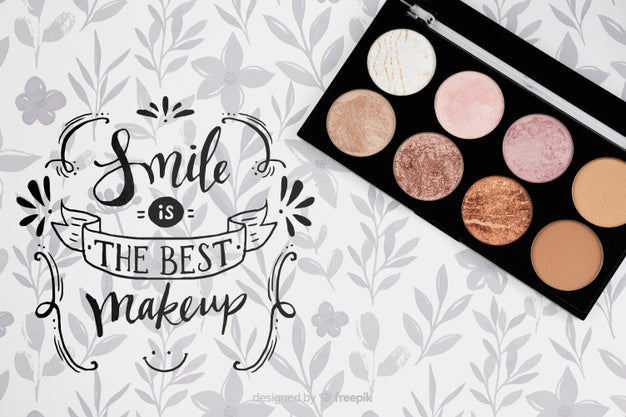 Top View Of Palette With Beautiful Shades Mock-Up Psd