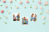 Top View Of Photos With Spring Roses Psd