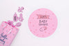 Top View Of Pink Baby Shower Decor With Gift Bag Psd