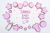 Top View Of Pink Baby Shower Decorations Psd