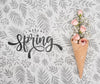 Top View Of Pink Spring Roses In Ice Cream Cone Psd