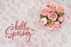 Top View Of Pink Spring Roses Psd