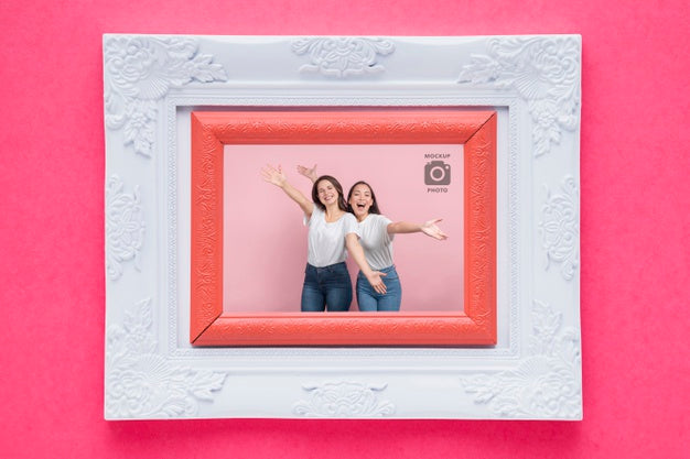 Top View Of Plain Picture Frame Psd