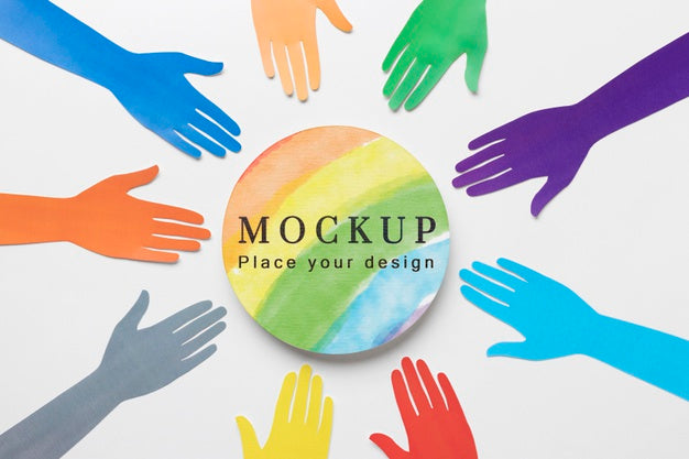 Top View Of Rainbow Colored Hands For Diversity Psd