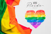 Top View Of Rainbow Colored Heart And Flag Psd