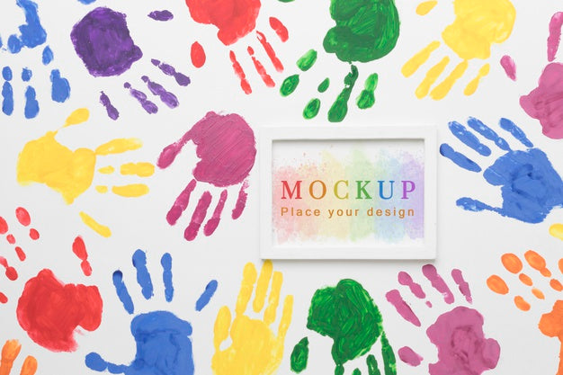 Top View Of Rainbow Colored Palms For Diversity Psd