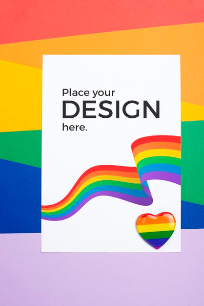 Top View Of Rainbow Colors On Paper And Heart Psd