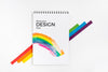 Top View Of Rainbow Colors With Notebook Psd