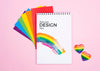 Top View Of Rainbow Hearts And Notebook Psd