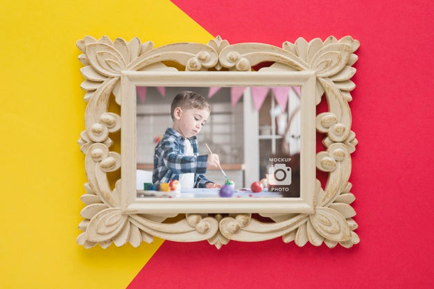 Top View Of Rectangular Frame With Decorations Psd