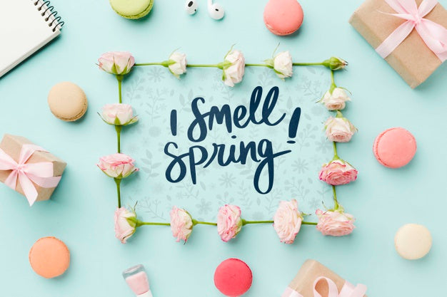 Top View Of Rose Frame With Presents Psd