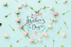 Top View Of Rose Heart Shape For Mothers Day Psd