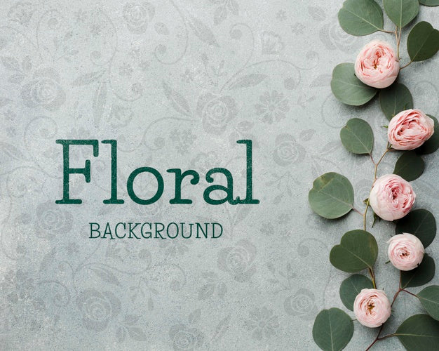 Top View Of Roses And Leaves Psd