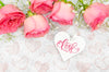 Top View Of Roses With Heart For Mother'S Day Psd