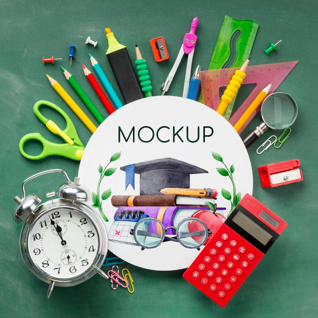 Top View Of School Essentials For Education Day Psd