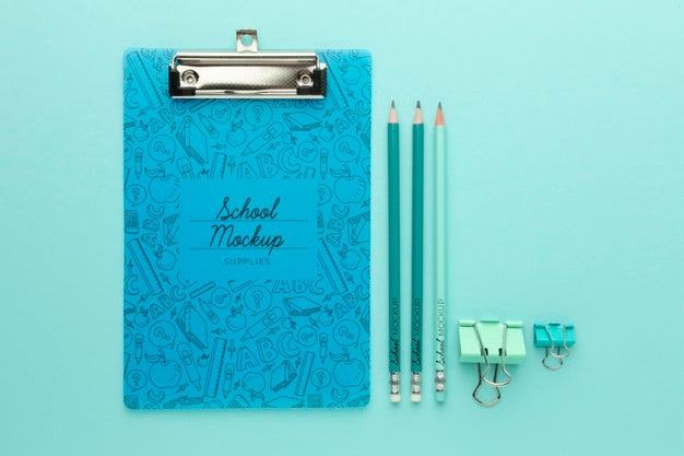 Top View Of School Supplies Collection Mock-Up Psd