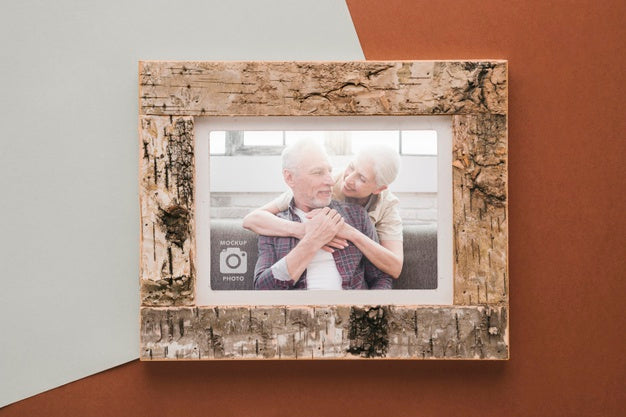 Top View Of Simple Wooden Frame Psd