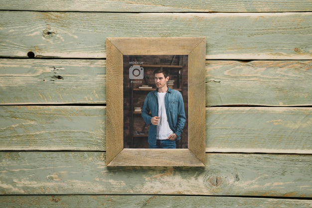 Top View Of Simple Wooden Frame Psd