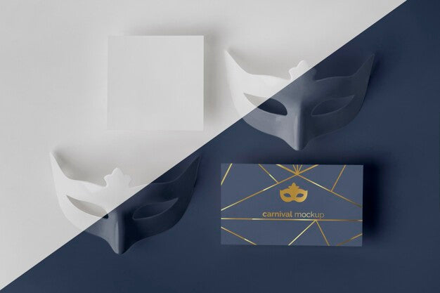 Top View Of Simplistic Carnival Invitation With Masks Psd