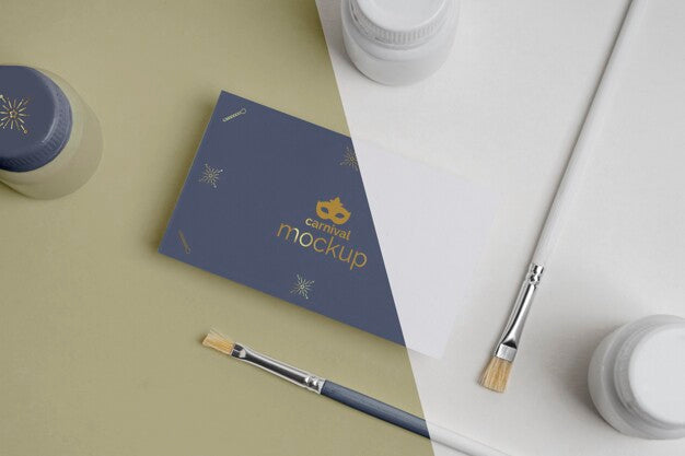 Top View Of Simplistic Carnival Invitation With Paint Brushes Psd
