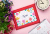 Top View Of Spring Flower With Calendar And Frame Psd