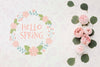 Top View Of Spring Roses And Leaves Psd