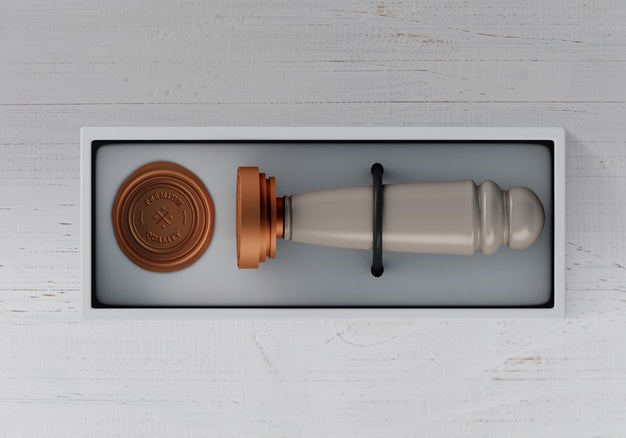 Top View Of Stamp Mockup In Box Psd