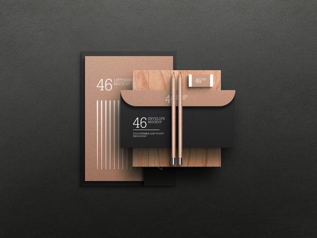 Top View Of Stationery Mockup Psd