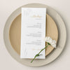 Top View Of Table Arrangement With Spring Flower And Menu Mock-Up On Plates Psd