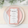 Top View Of Table Arrangement With Spring Menu Mock-Up And Blooming Flowers Psd