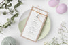 Top View Of Table Arrangement With Spring Menu Mock-Up And Candles Psd