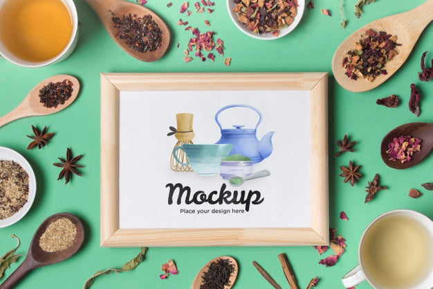 Top View Of Tea Concept Mock-Up Psd
